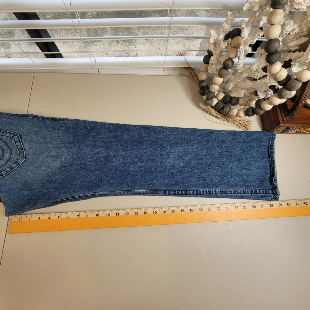 True Religion Mens Ricky Jeans Size 32x29 Blue Denim Relaxed Straight Stretch